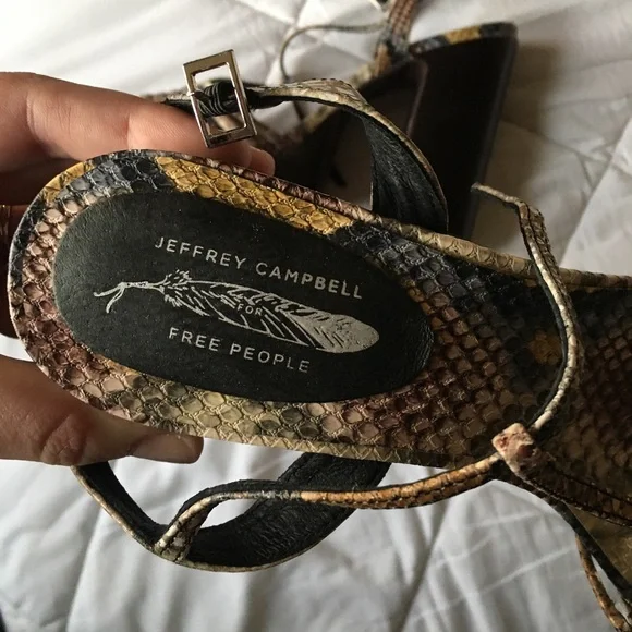 Jeffrey Campbell x Free People Platform Snakeskin 70s Strappy Block Heels ๐ - Picture 11 of 14
